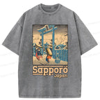 Washed Japanese t-shirt for streetwear