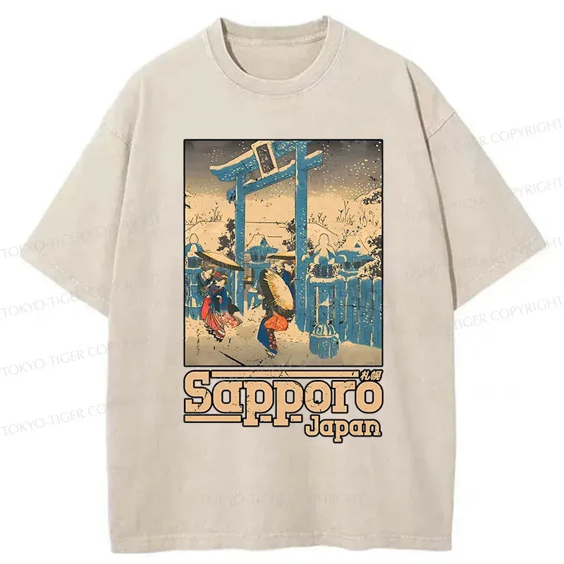 Washed Japanese t-shirt for streetwear