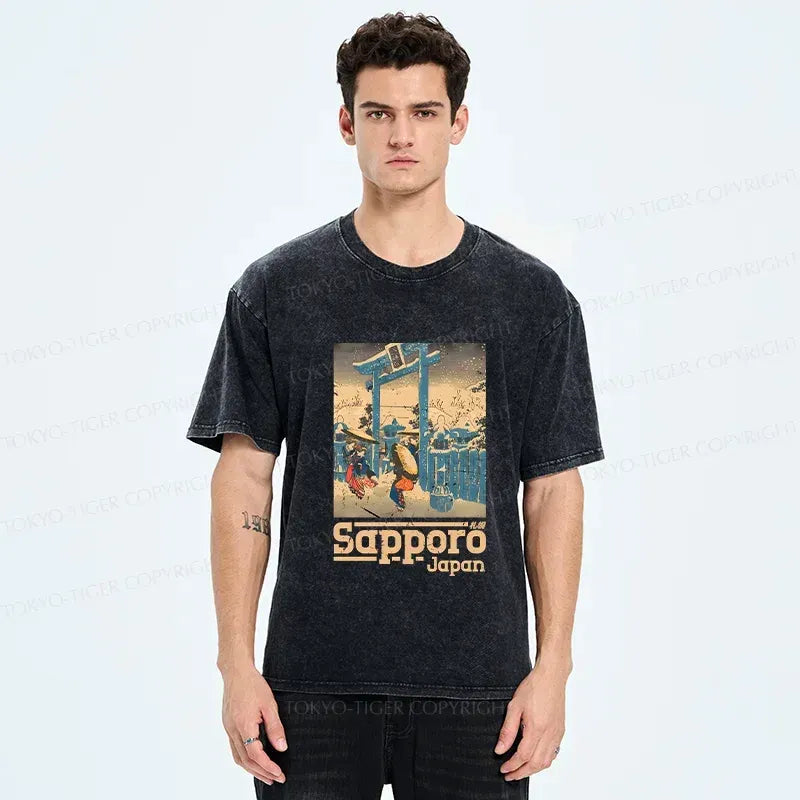 Japanese snow scene t-shirt for vacation