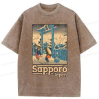 Japanese snow scene t-shirt for vacation