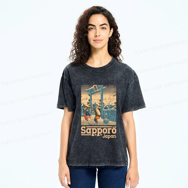 Washed Japanese t-shirt for streetwear