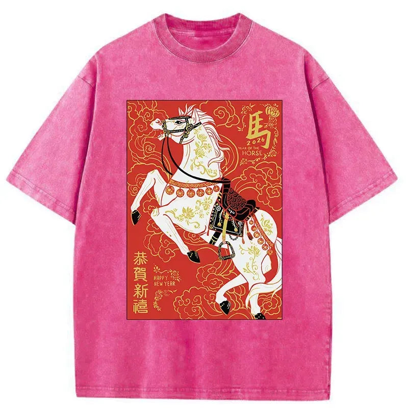 kyoto lion 2026 year of the horse washed t-shirt