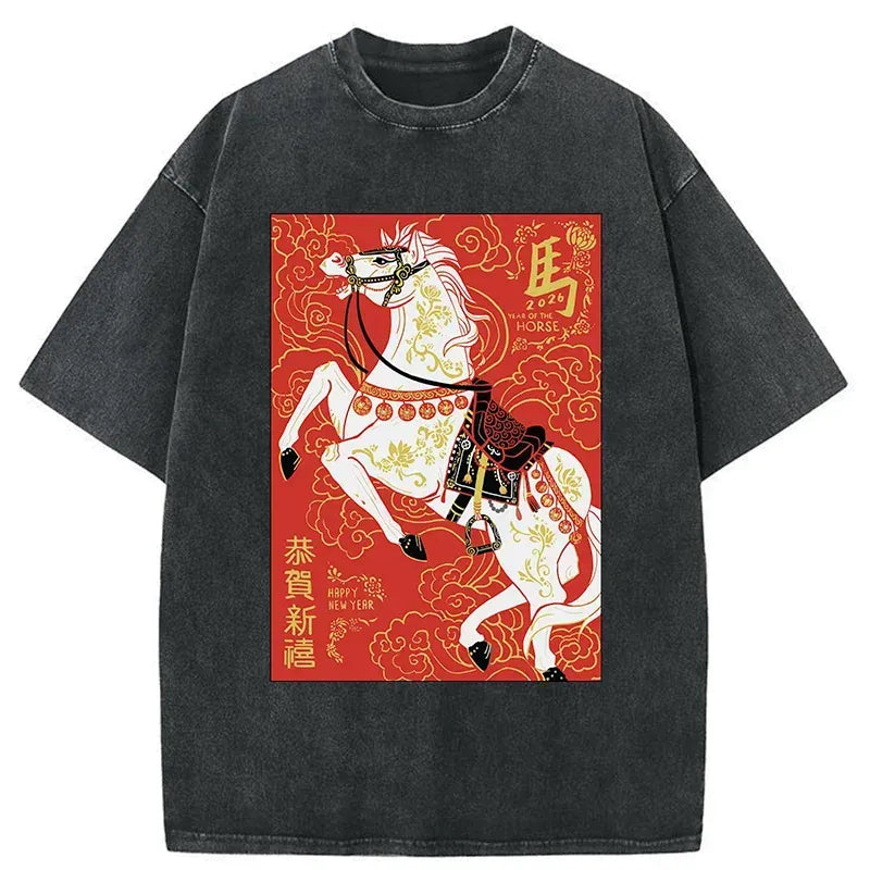 Kyoto-Lion 2026 Year Of The Horse Washed T-Shirt