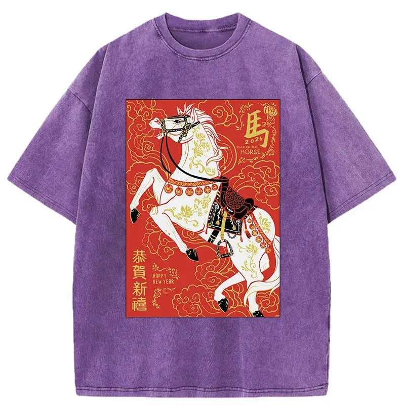 kyoto lion 2026 year of the horse washed t-shirt