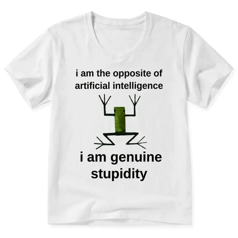 Kyoto-Lion Genuine Stupidity Frog Meme V-Neck Classic T-Shirt