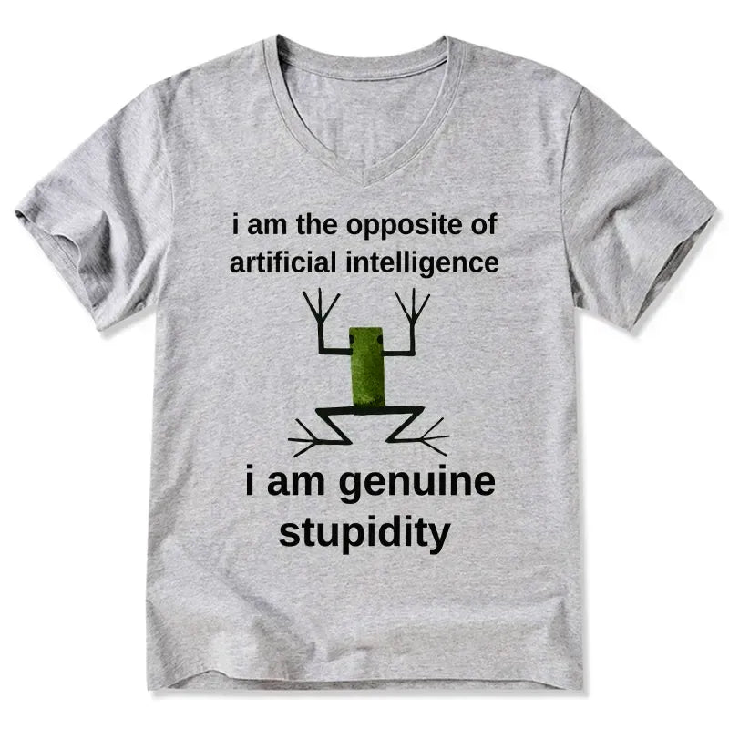 Kyoto-Lion Genuine Stupidity Frog Meme V-Neck Classic T-Shirt