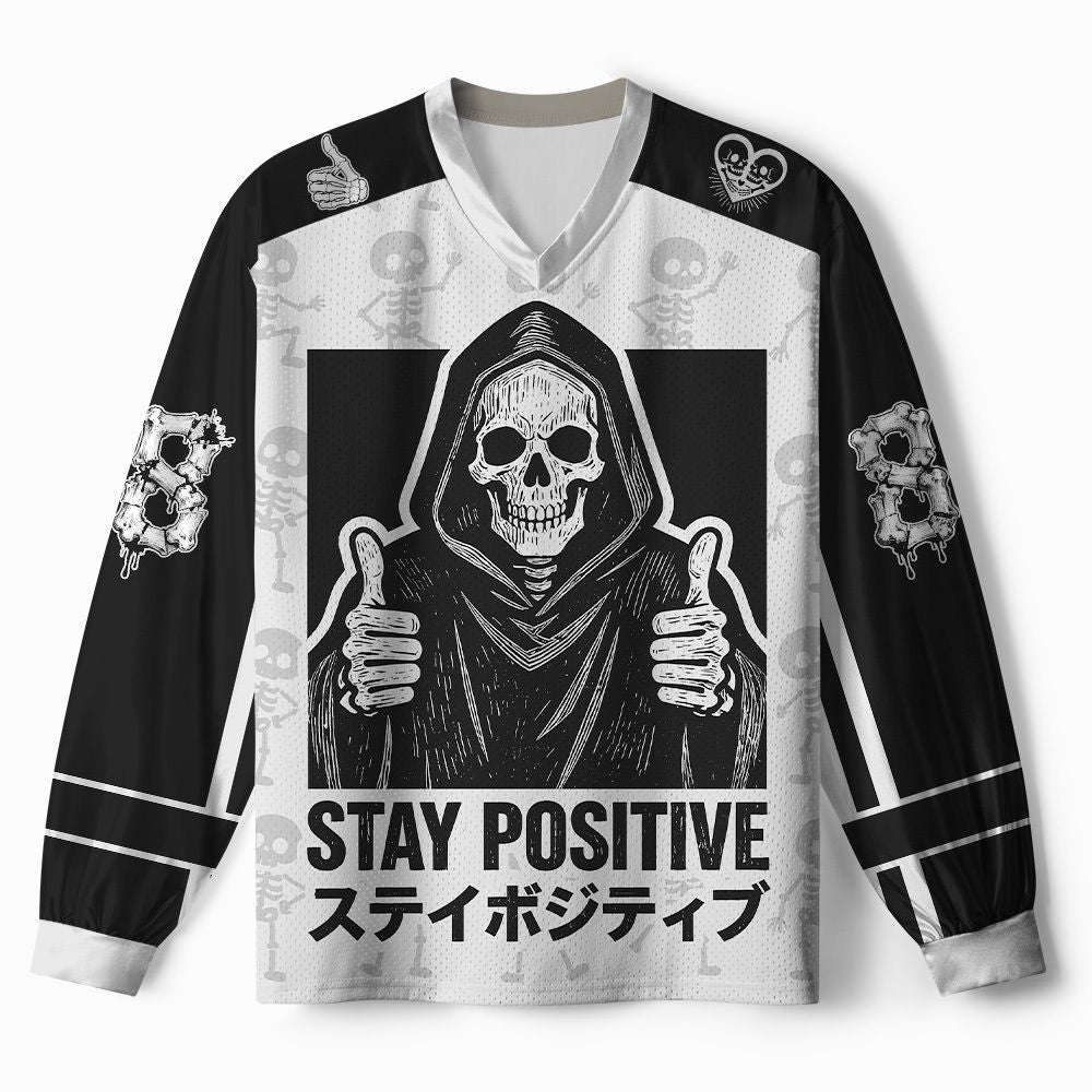 Stay Positive Skull Jersey for Streetwear