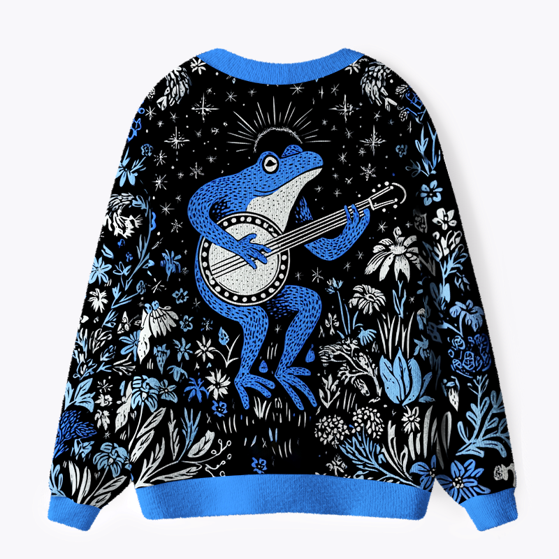 Kyoto-Lion Serenade of the Banjo Frogs Ugly Cardigan Sweater