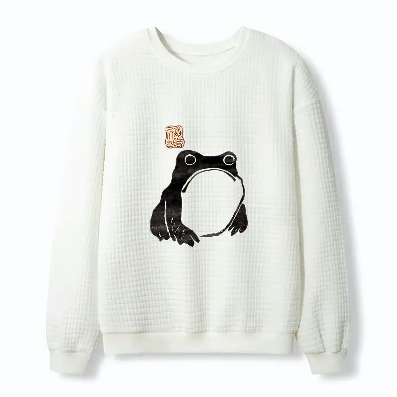 Kyoto-Lion Matsumoto Hoji Woodblock Print Frog Waffle Sweatshirt