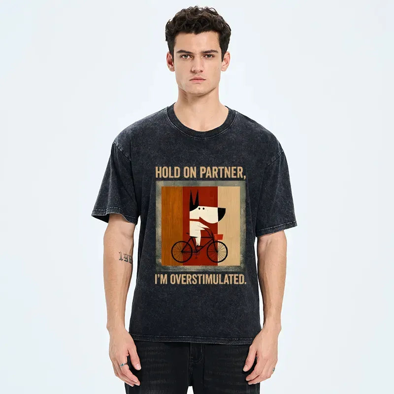 overstimulated pup washed tee free shipping