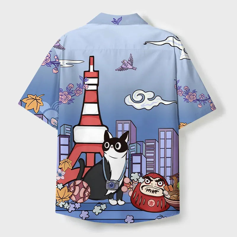 Free Shipping Japanese Cat Shirt for Men