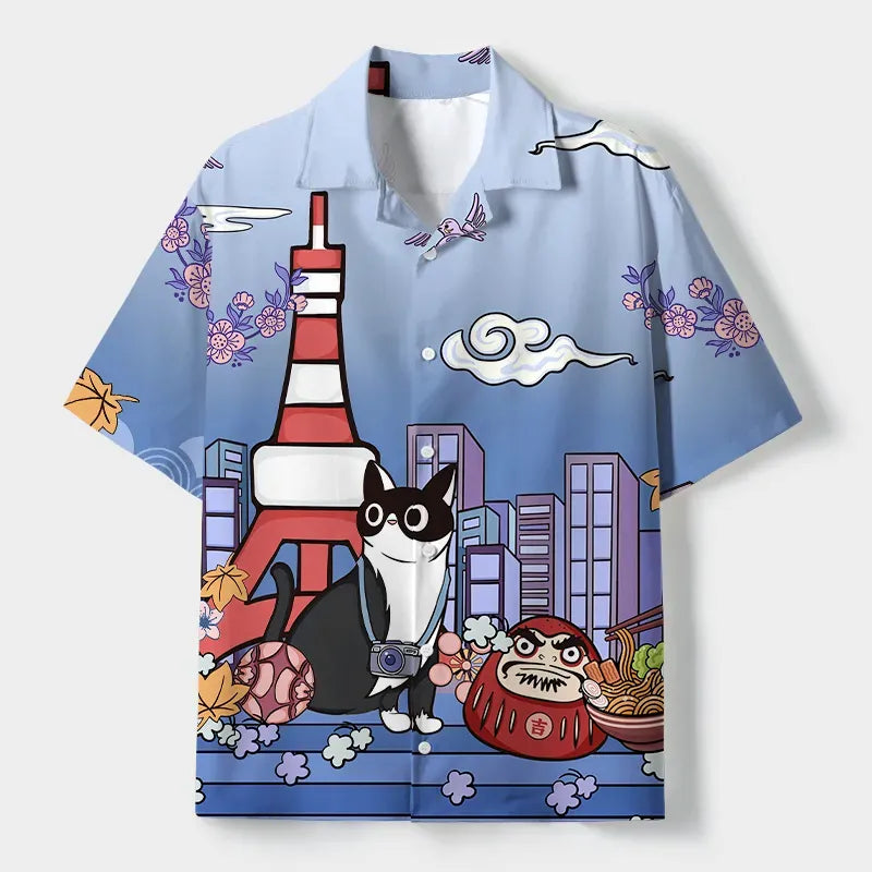 Tokyo Tower Landscape Shirt for Summer Vacation
