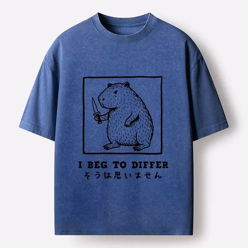 Sassy Capybara Washed T-Shirt for Daily Wear