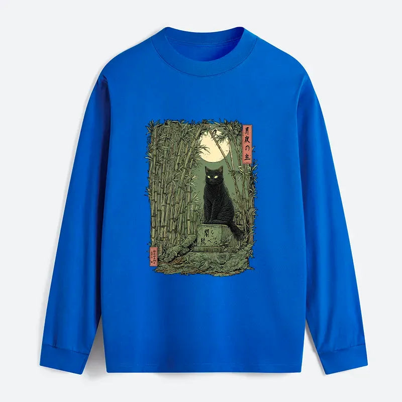 Black Cat Bamboo Forest Vintage Long Sleeve