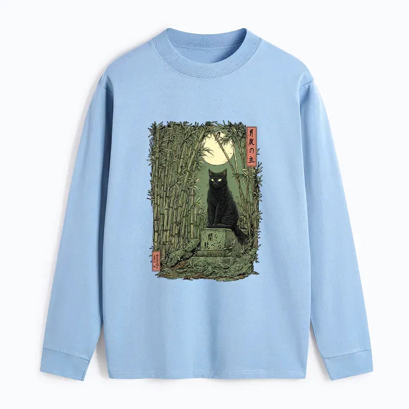 Black Cat Bamboo Forest Vintage Long Sleeve