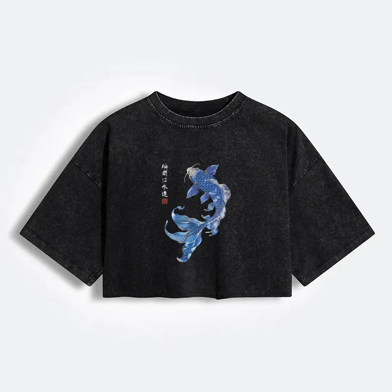 Vintage Japanese Koi Shirt for Streetwear