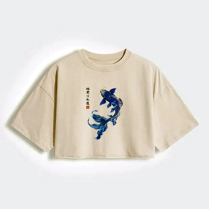 Vintage Japanese Koi Shirt for Streetwear