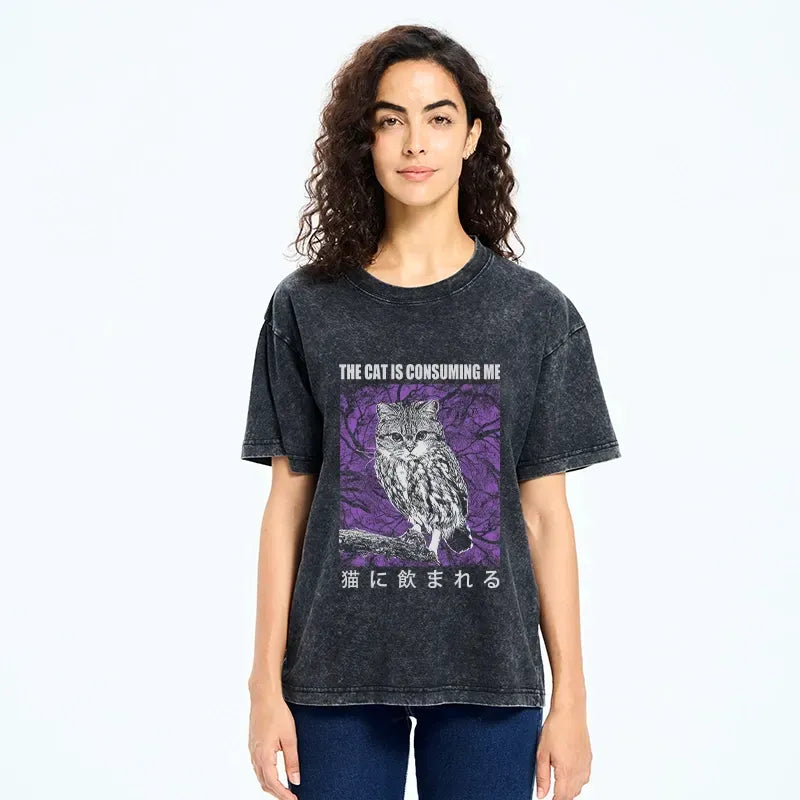 vintage washed cat t-shirt gift idea