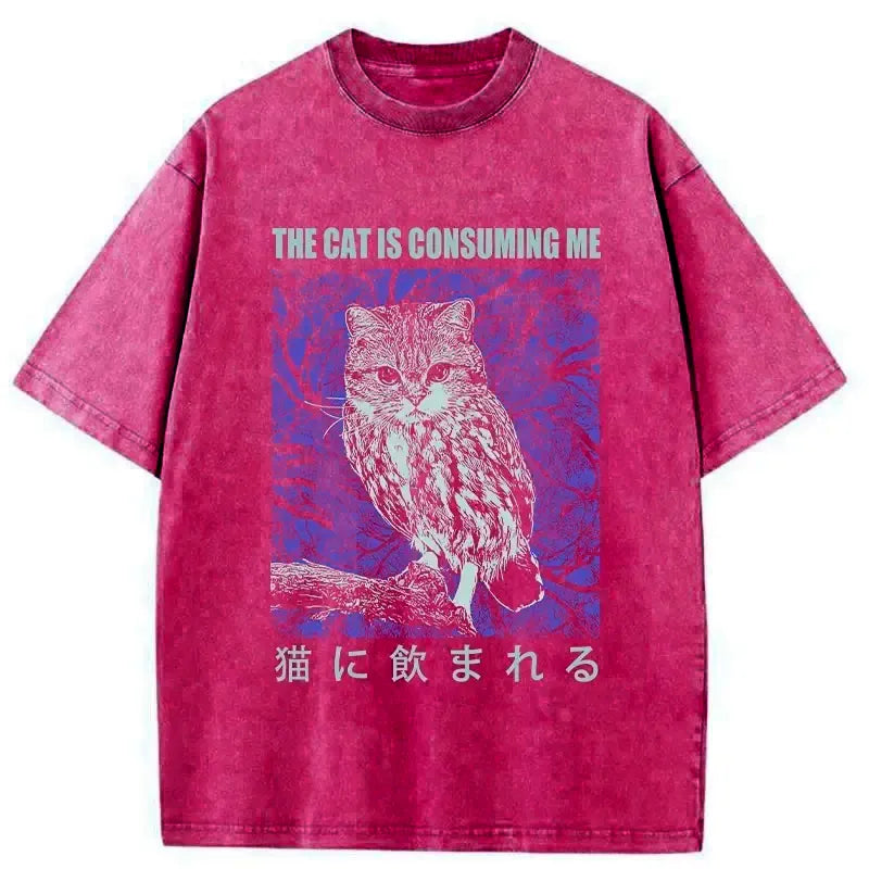 Kyoto-Lion The Cat Is Consuming Me Washed T-Shirt