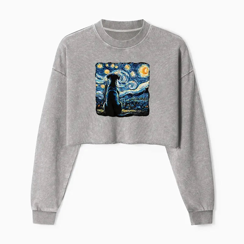 Japanese Washed Crop Sweatshirt for Women