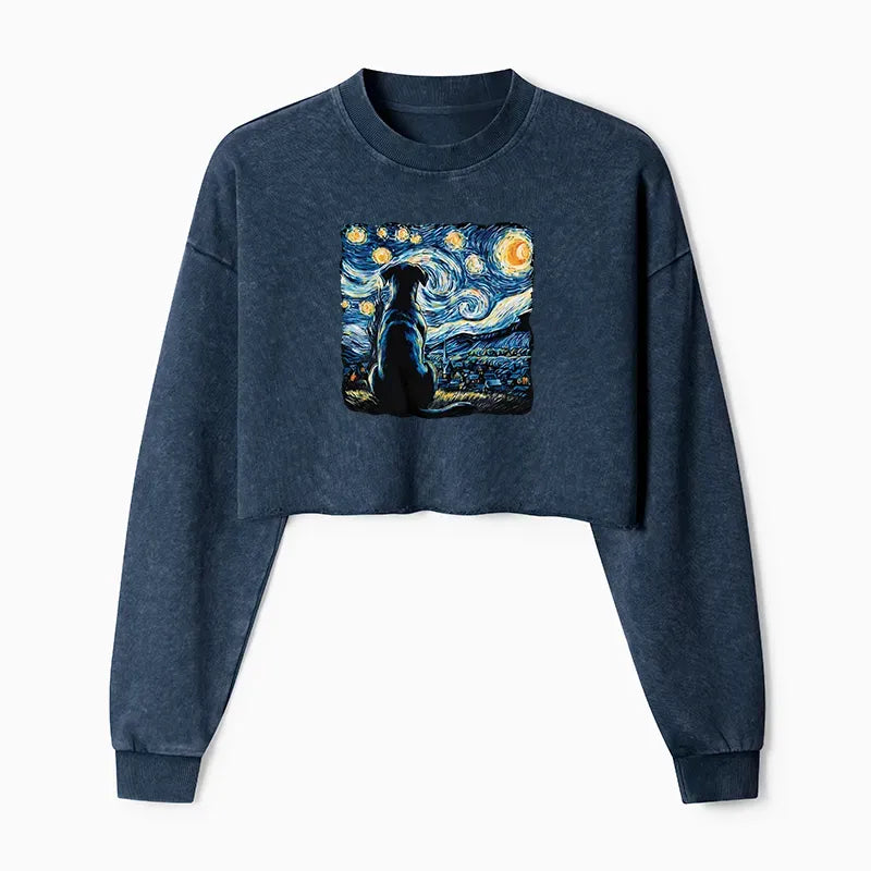 Japanese Washed Crop Sweatshirt for Women