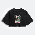 Kyoto-Lion Journey Of The Flowing Koi Women's Washed Crop T-Shirt