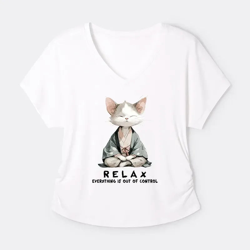 Japanese Zen Cat T-Shirt for Women