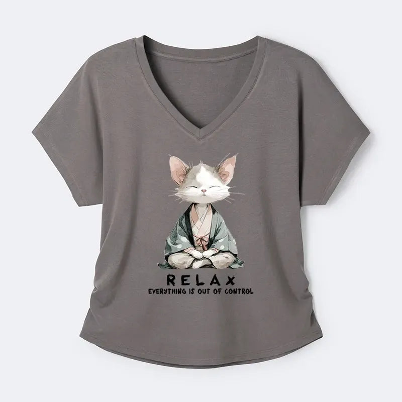 Kyoto-Lion Zen Cat Relaxation£¬Everything's Out Of Control Modal Dolman Sleeve T-Shirt