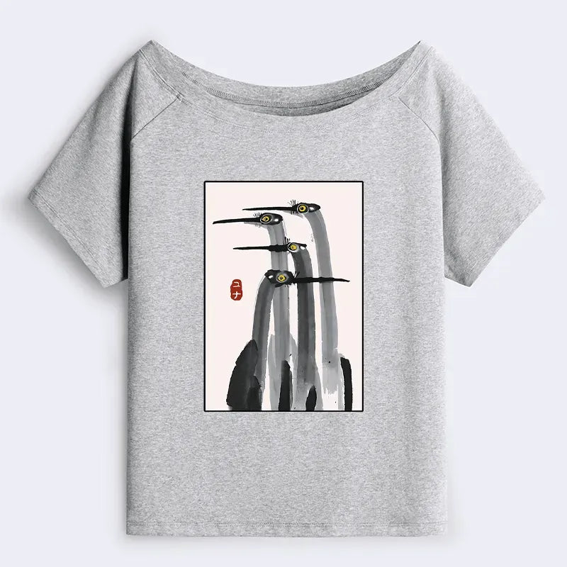 Soft Japanese Crane T-Shirt for Women