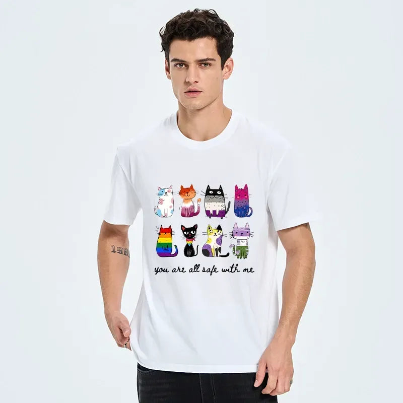 Japanese cute cat t-shirt for daily wear