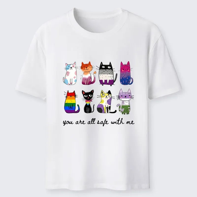 Japanese cute cat t-shirt for daily wear