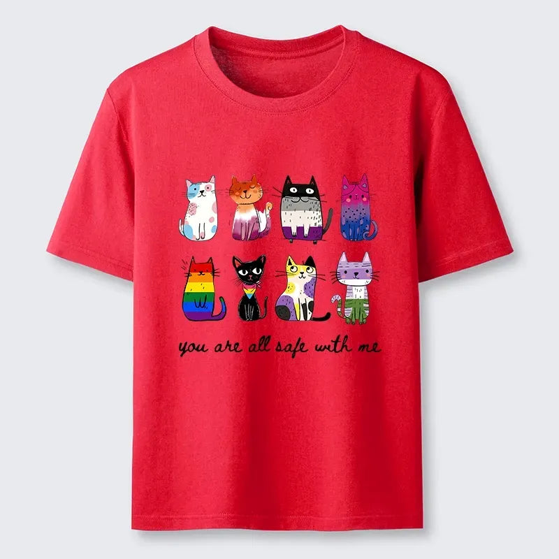 Japanese cute cat t-shirt for daily wear