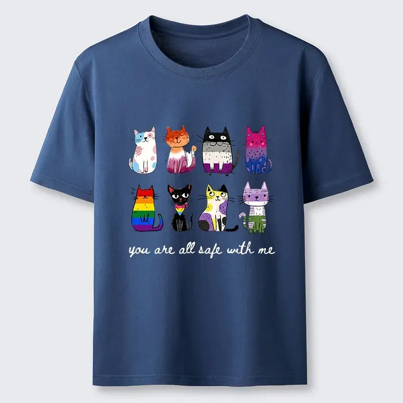 Japanese cute cat t-shirt for daily wear