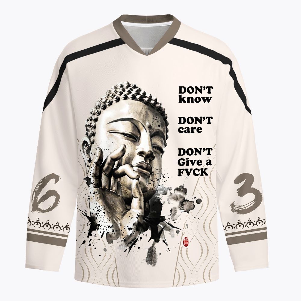 Kyoto-Lion Funny Zen Oriental Ink Art Long-Sleeve Hockey Jersey