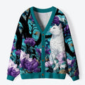 Kyoto style cat cardigan sweater for women