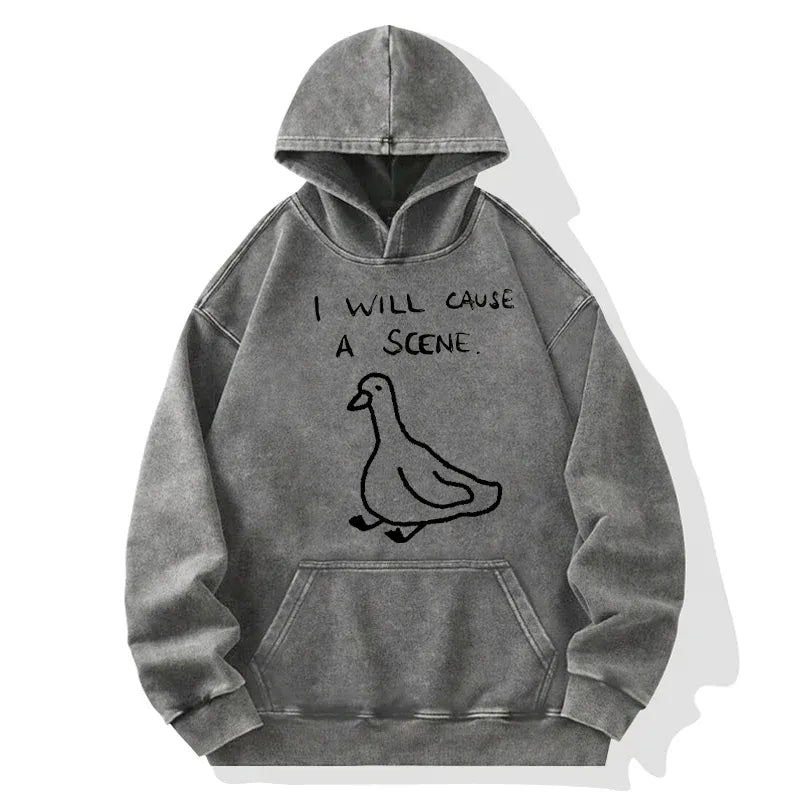 Kyoto-Lion Stupid Goose Funny Japan Retro Washed Hoodie