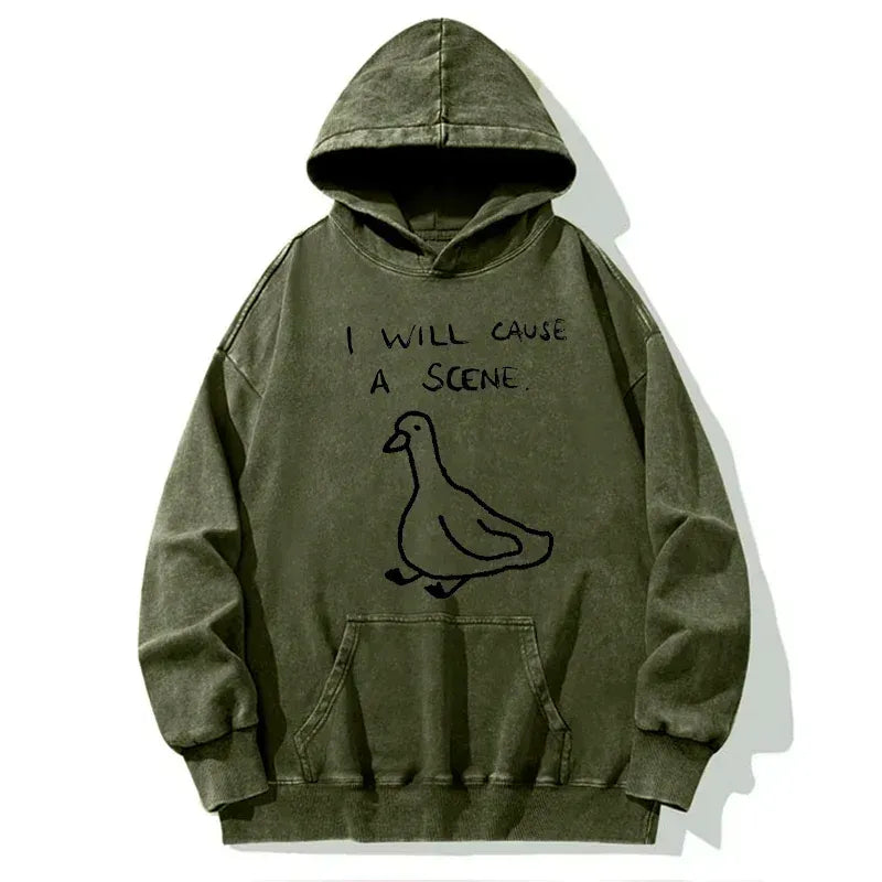 Kyoto-Lion Stupid Goose Funny Japan Retro Washed Hoodie