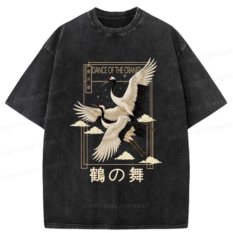 japanese vintage crane washed t-shirt for daily wear