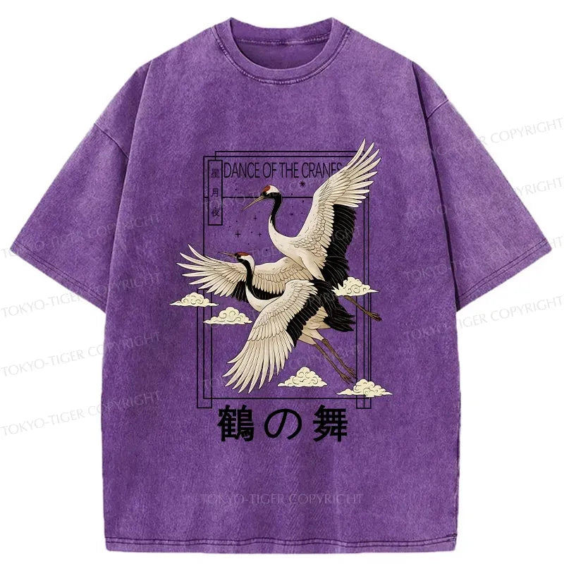 japanese vintage crane washed t-shirt for daily wear