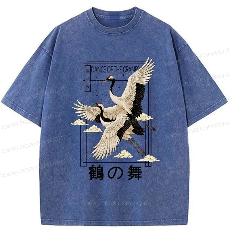 japanese vintage crane washed t-shirt for daily wear