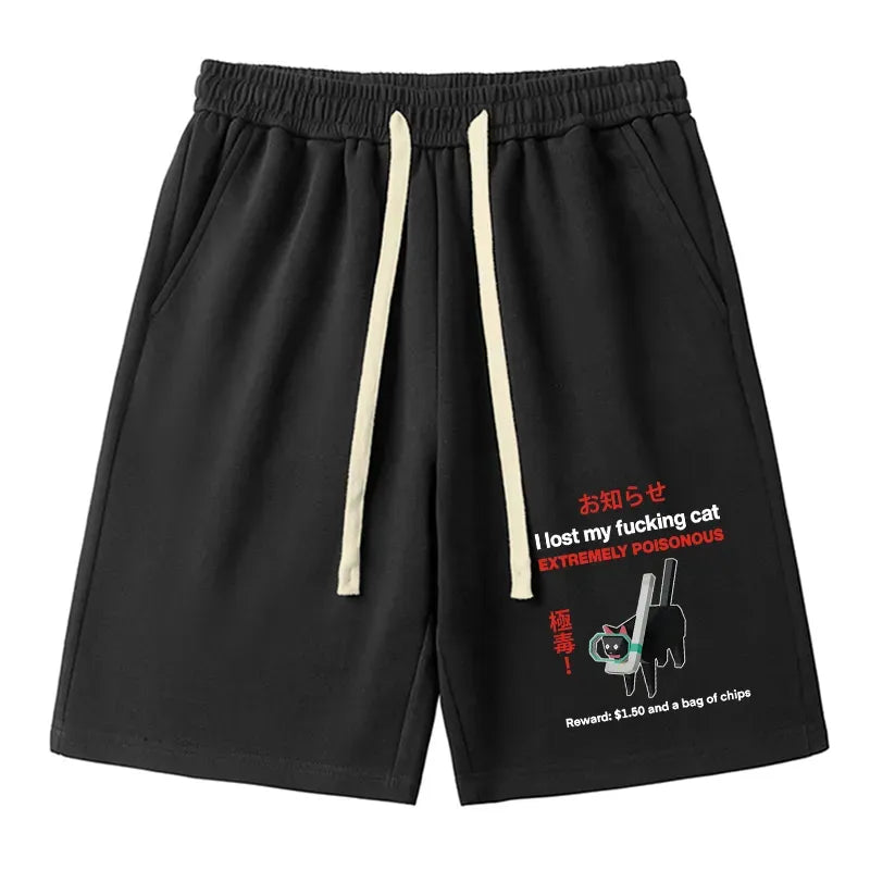 Japanese style toxic cat shorts for summer