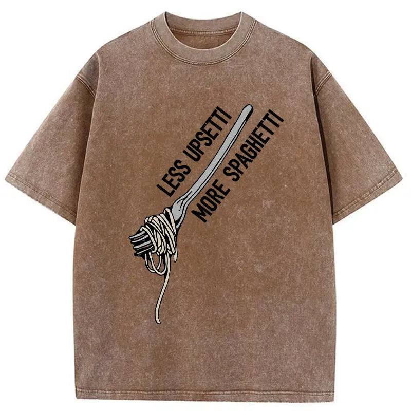 Kyoto-Lion Less Upset More Spaghetti Washed T-Shirt