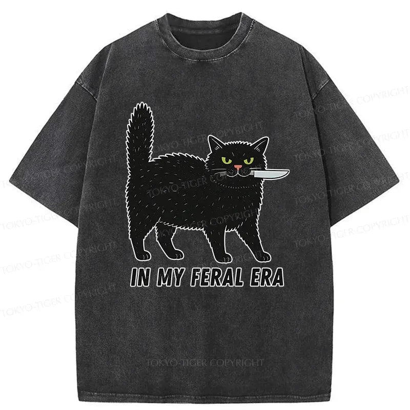 kyoto lion washed black cat tee
