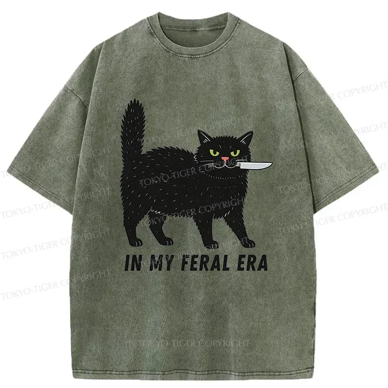 kyoto lion washed black cat tee