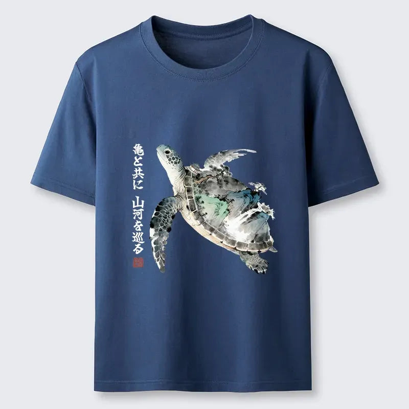 Kyoto-Lion Ink Wash Sea Turtle Art Classic T-Shirt