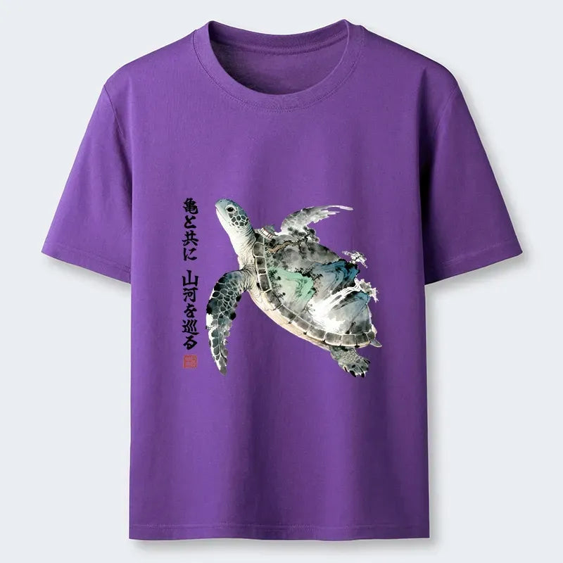 Kyoto-Lion Ink Wash Sea Turtle Art Classic T-Shirt