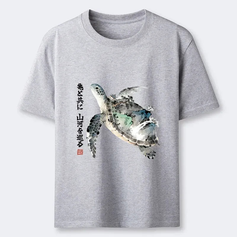 Japanese ink wash sea turtle t-shirt