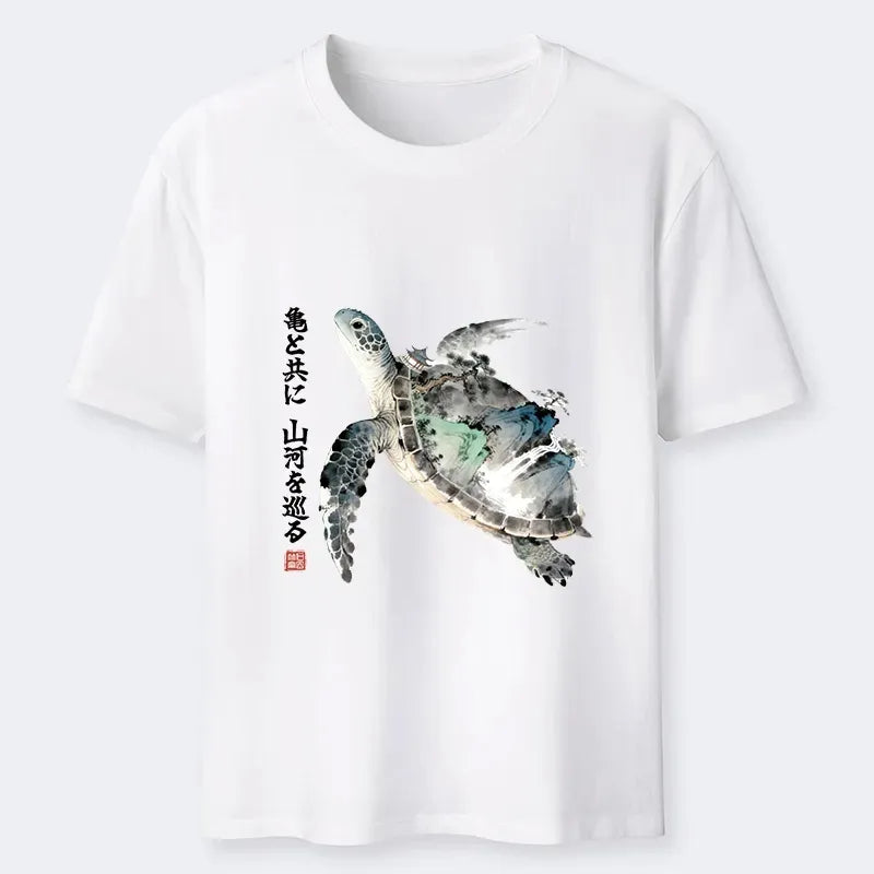 Japanese ink wash sea turtle t-shirt