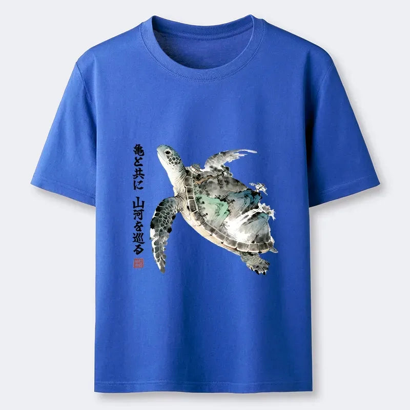 Kyoto-Lion Ink Wash Sea Turtle Art Classic T-Shirt