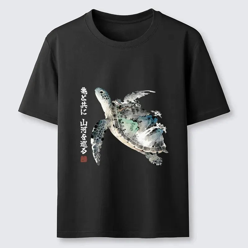 Kyoto-Lion Ink Wash Sea Turtle Art Classic T-Shirt